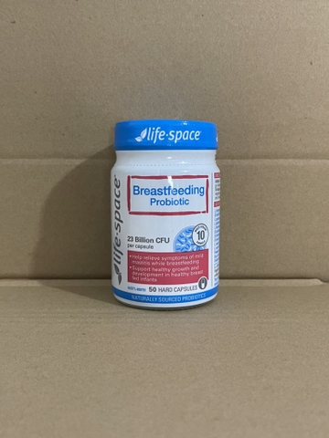 Men vi sinh cho con bú Life Space Breastfeeding 23 Billion CFU 50 viên  Hỗ trợ trẻ tăng trưởng và phát triển lành mạnh, giảm các triệu chứng viêm vú nhẹ ở mẹ