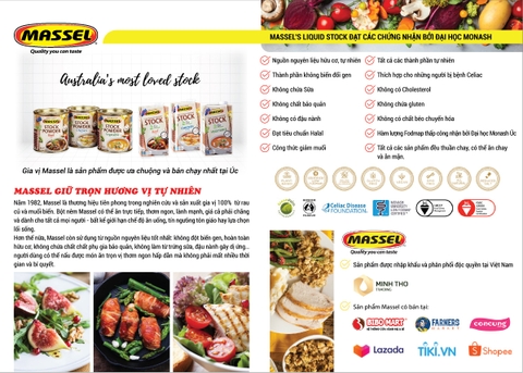 Hạt nêm vị bò Massel Premium Stock Powder Beef Style không bột ngọt an toàn cho gia đình 168g