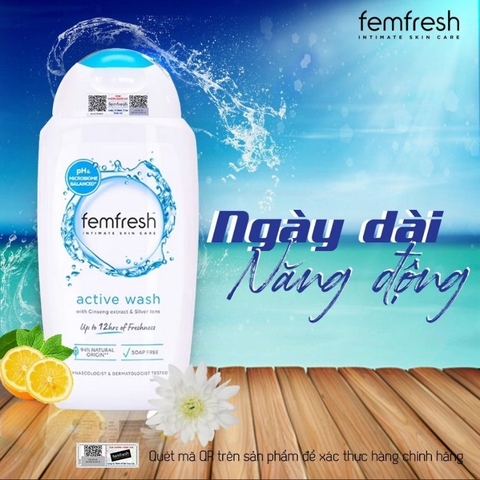 Dung dịch vệ sinh phụ nữ cao cấp năng động Femfresh Active Wash 250ml