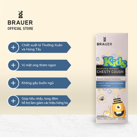 Siro giảm ho có đờm dạng lỏng Brauer Chesty Cough cho bé từ 2 tuổi trở lên 100ml