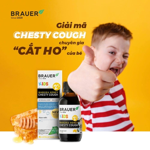 Siro giảm ho có đờm dạng lỏng Brauer Chesty Cough cho bé từ 2 tuổi trở lên 100ml