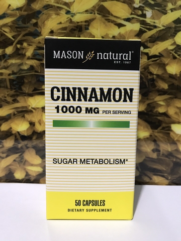 Mason Natural Cinnamon 1000mg hộp 50 viên Hỗ trợ kiểm soát chỉ số đường huyết (50 viên)