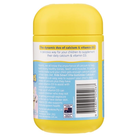 Calcium Vitamin D  Kẹo Dẻo Cho Bé Nature’s Way Kids Smart Vita Gummies hộp 60 Viên Tăng chiều cao