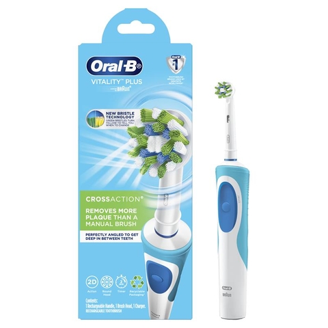 Bàn chải điện Oral B Vitality Plus Power Toothbrush Cross Action làm sạch mảng bám sâu trong từng kẽ răng