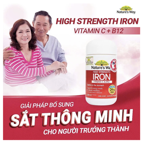 Nature’s Way high strength Iron + vitamin C và B12 – Bổ sung sắt hữu cơ cho người thiếu sắt, bổ sung sắt cho bà bầu