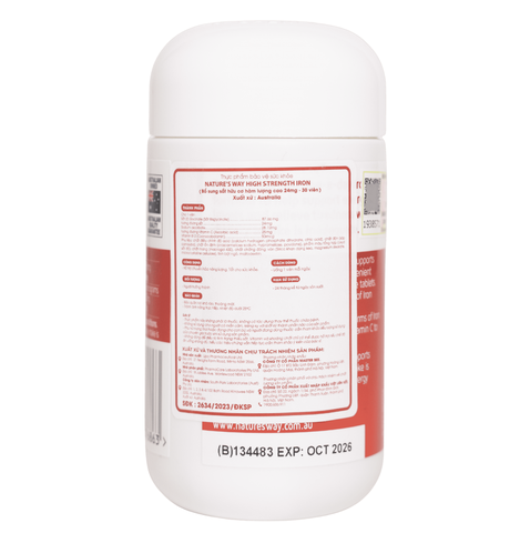 Nature’s Way high strength Iron + vitamin C và B12 – Bổ sung sắt hữu cơ cho người thiếu sắt, bổ sung sắt cho bà bầu