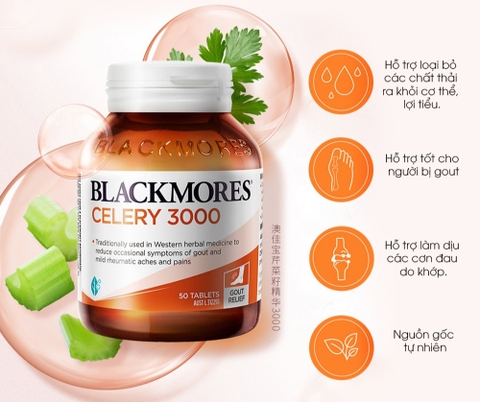 Hỗ trợ trị bệnh gút blackmores celery 3000 50 viên chiết xuất thành phần thiên nhiên an toàn và hiệu quả