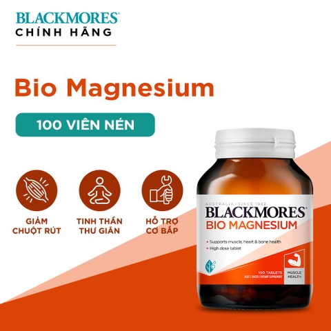 Blackmores bio magnesium giảm chuột rút của cơ bắp và cứng cơ, duy trì sức khỏe tim, xương và hệ thần kinh