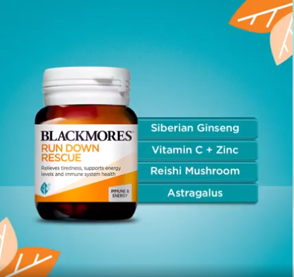 Blackmores run down rescue tăng cường miễn dịch chiết xuất từ sâm kẽm vitamin c và nắm linh chi
