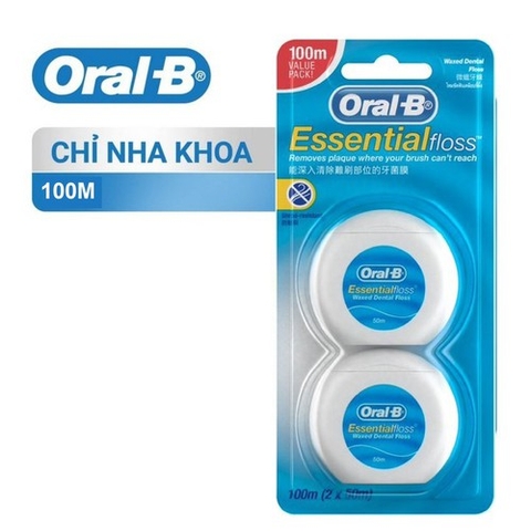 Bộ 2 hộp chỉ nha khoa Oral-B Essential Floss hỗ trợ làm sạch mảng bám trên răng