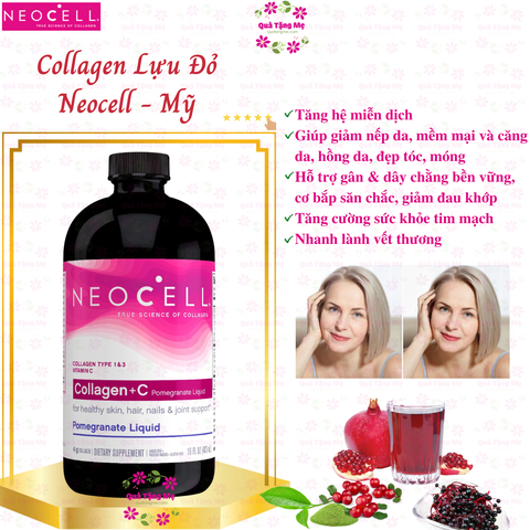 Collagen lựu dạng nước NeoCell Pomegranate 4000mg chai 473ml chống lão hóa, tái tạo collagen dưỡng da móng tóc