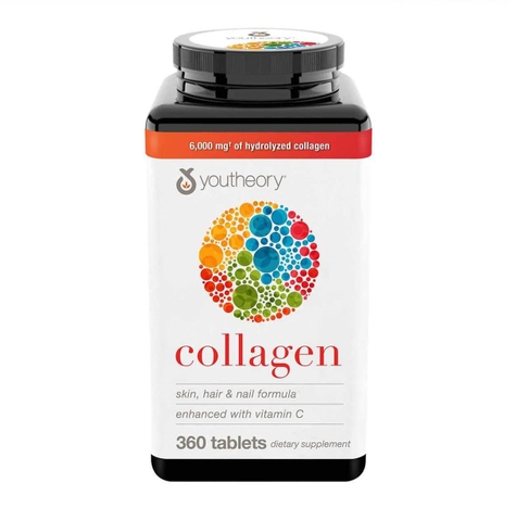 Viên uống kết hợp collagen và vitamin c youtheory  hộp 360 viên chống lão hóa, trắng sáng da, giảm nếp nhăn
