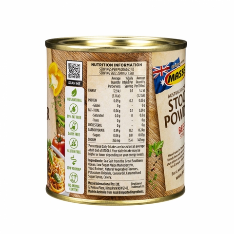 Hạt nêm vị bò Massel Premium Stock Powder Beef Style không bột ngọt an toàn cho gia đình 168g