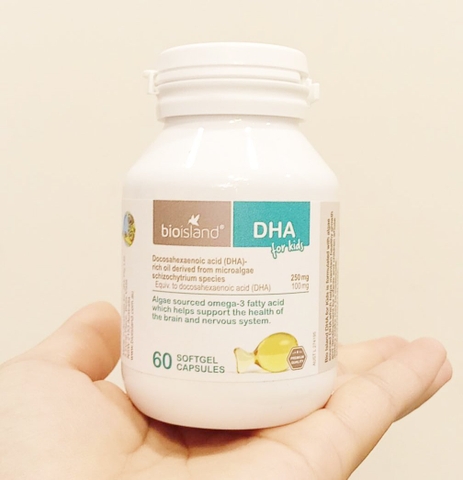 Dầu cá dha bio island for kids phát triển trí não cho bé hộp 60 viên