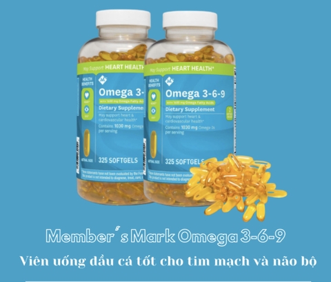 Viên uống bổ sung dầu cá Omega 3 6 9 Member’s Mark Supports Heart Health 325 viên