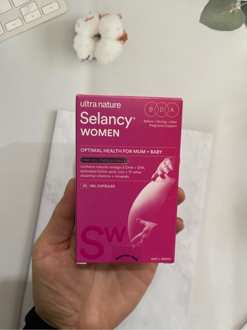 Vitamin tổng hợp cho bà bầu Utra Nature Selancy Women 30 Gel Caples hỗ trợ phát triển trí não, thị lực, thể lực cho bé và duy trì sức khỏe tốt cho mẹ