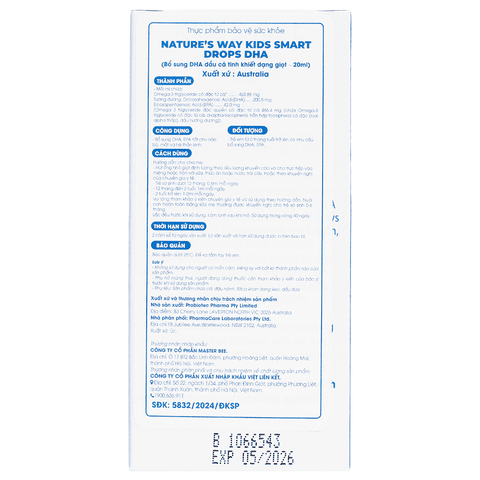 Nature's Way Kids Smart Drops DHA - Hỗ trợ phát triển não bộ, thị lực cho trẻ 20ml