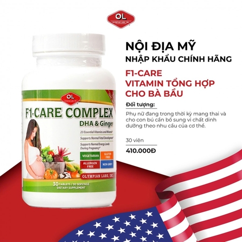 Vitamin tổng hợp cho phụ nữ mang thai và cho con bú Olympian Labs F1 - Care Complex DHA & Ginger