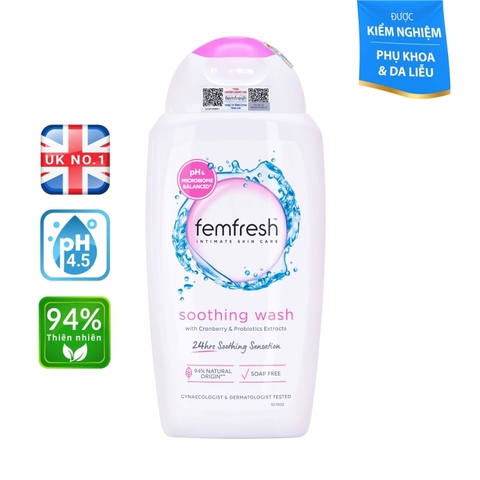 Dung dịch vệ sinh phụ nữ dịu nhẹ Femfresh Soothing Wash bổ sung lợi khuẩn 250ml