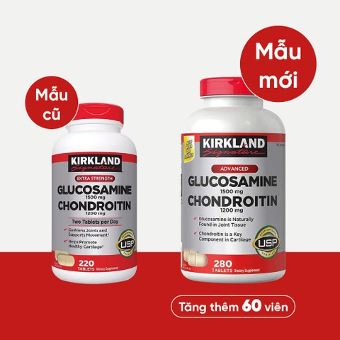 Glucosamine 1500mg Chondroitin 1200mg Kirkland Signature hộp 280 viên