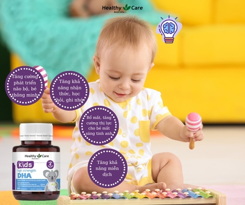 DHA Healthy Care Kids High Strength phát triển trí não cho bé 60 viên