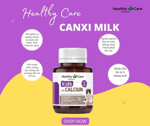Canxi sữa cho bé Healthy Care Kids Milk Calcium 60 viên