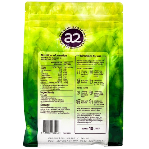 Sữa bột tách kem giàu Canxi Milk Power protein A2 1kg