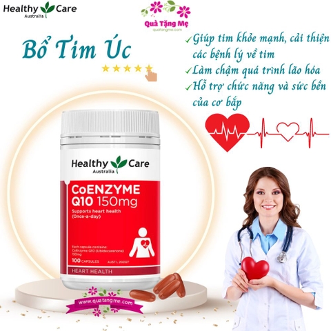 Bổ tim Coenzyme Q10 150mg Healthy Care Úc tăng cường sức khỏe tim mạch 100 viên