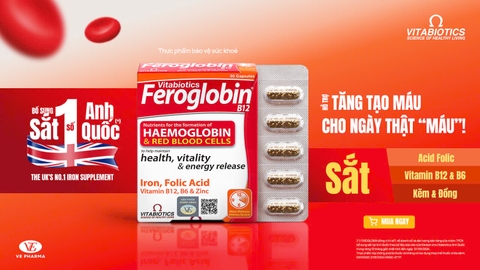 TPBVSK Vitabiotics Feroglobin B12 Haemoglobin Hộp 30 Viên Hỗ Trợ tăng khả năng tạo máu, bổ sung sắt