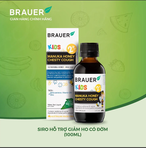 Siro giảm ho có đờm dạng lỏng Brauer Chesty Cough cho bé từ 2 tuổi trở lên 100ml