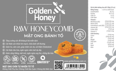 Mật ong bánh tổ nguyên chất golden honey honeycomb chín tự nhiên từ tổ ong hộp 500g