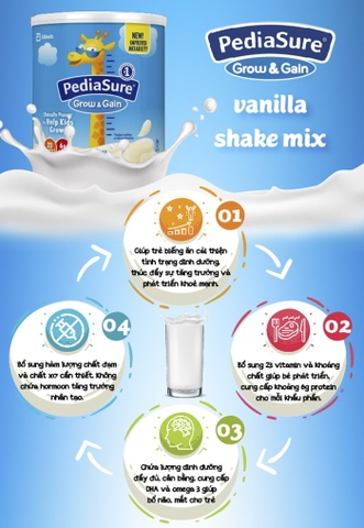 Sữa bột pediasure vanilla grow&gain 400g Mỹ cho bé từ 1 -10 tuổi