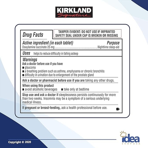 Ngủ ngon kirkland signature sleep aid 2 hộp x 96 viên