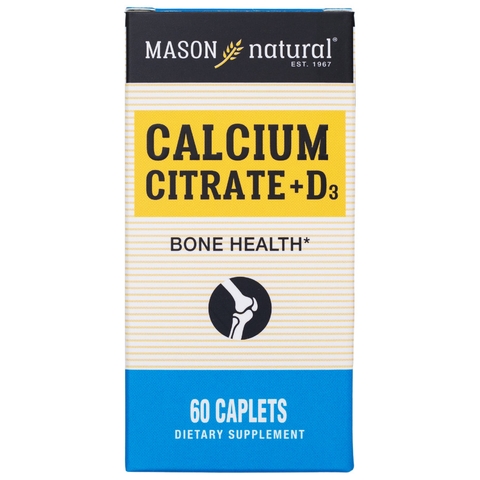 Viên uống canxi hữu cơ Mason Natural Calcium Citrate + D3 hỗ trợ xương chắc khỏe, phòng ngừa loãng xương 60 viên