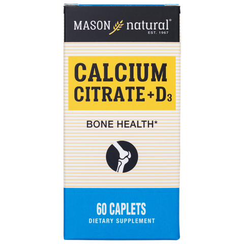 Viên uống canxi hữu cơ Mason Natural Calcium Citrate + D3 hỗ trợ xương chắc khỏe, phòng ngừa loãng xương 60 viên