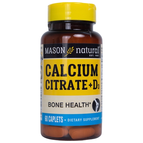 Viên uống canxi hữu cơ Mason Natural Calcium Citrate + D3 hỗ trợ xương chắc khỏe, phòng ngừa loãng xương 60 viên