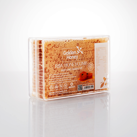 Mật ong bánh tổ nguyên chất golden honey honeycomb chín tự nhiên từ tổ ong hộp 500g