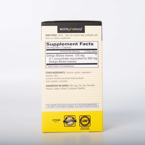 Mason Natural Ginkgo Biloba – Hỗ trợ tăng cường sức khỏe não bộ, cải thiện trí nhớ 60 viên