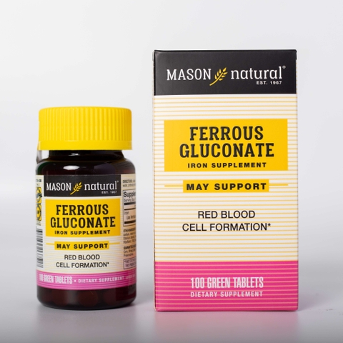 Mason Natural Ferrous Gluconate 100 viên – Sản phẩm bổ sung sắt hữu cơ