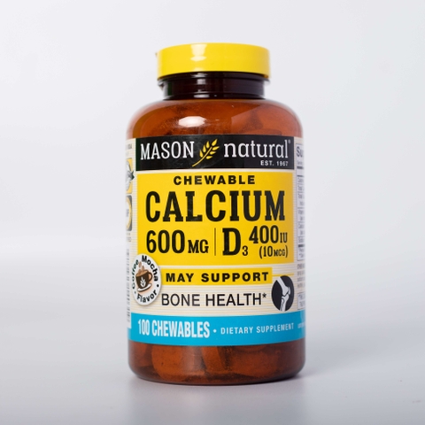 Mason Natural Calcium 600mg + D3 - Bổ sung canxi cho cơ thể 100 viên