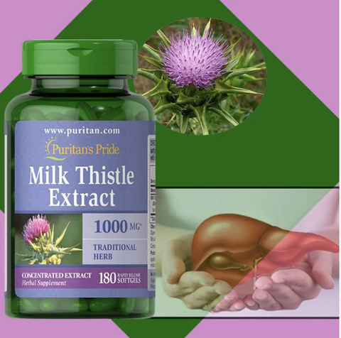 Viên uống giải độc gan milk thistle extract puritan’s pride 1000mg 180 viên