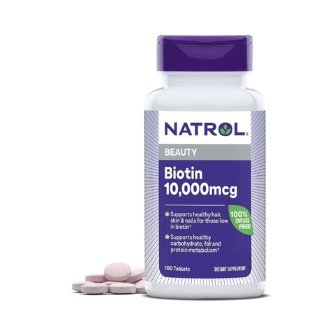 Hỗ trợ mọc tóc và chống rụng tóc natrol biotin beauty maximum strength 10000mcg100 viên 