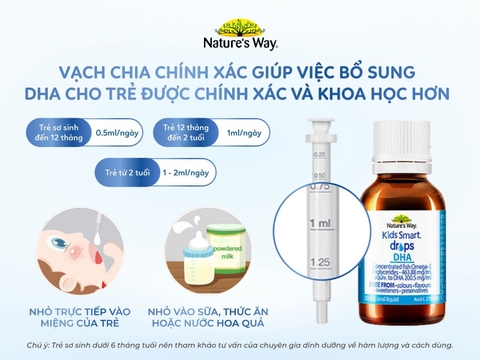 Nature's Way Kids Smart Drops DHA - Hỗ trợ phát triển não bộ, thị lực cho trẻ 20ml