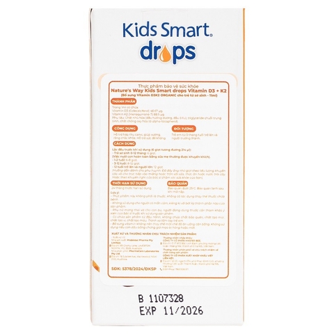 Nature's Way Kids Smart Drops Vitamin D3 + K2 - Vitamin D3K2 Organic 11ml