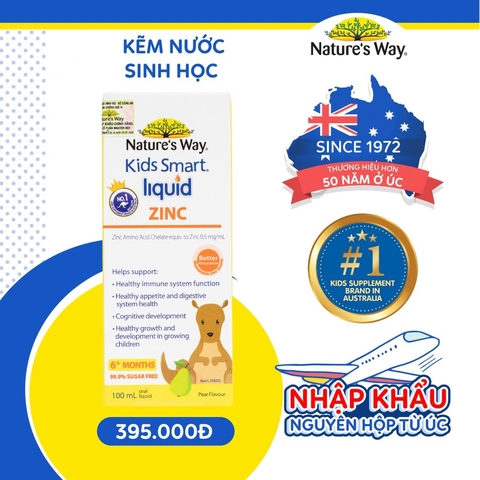Nature’s Way Kids Smart Liquid ZinC 100ml – Bổ sung kẽm nước tăng sức đề kháng cho bé