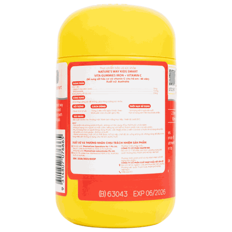 Nature’s Way Kids Smart Vita Gummies Iron + Vitamin C – Bổ sung sắt hữu cơ và vitamin C cho trẻ