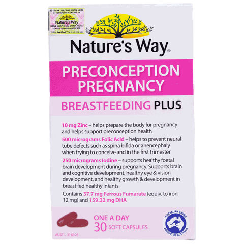 Nature's Way PreConception Pregnancy Breastfeeding Plus - Bổ sung vitamin tổng hợp cho bà bầu