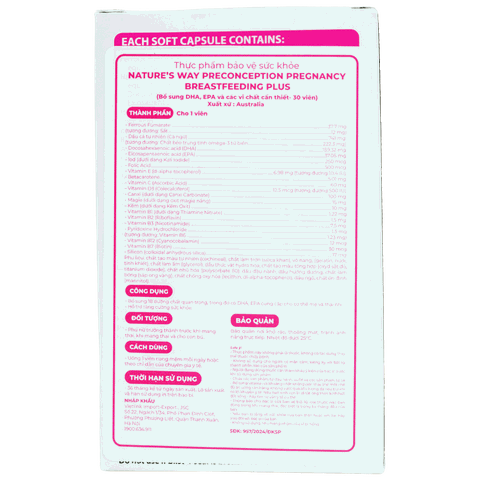 Nature's Way PreConception Pregnancy Breastfeeding Plus - Bổ sung vitamin tổng hợp cho bà bầu
