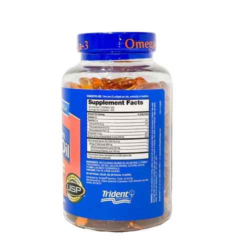 Dầu cá Hồi Pure Alaska Omega Wild Alaskan Salmon Oil Omega-3 1000mg 210 viên hỗ trợ tim mạch, huyết áp và trí não