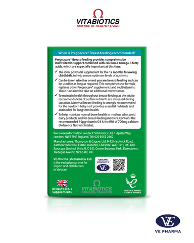 Vitabiotics Pregnacare Breast - feeding 84 tabs bổ sung vitamin và khoáng chất cho phụ nữ cho con bú